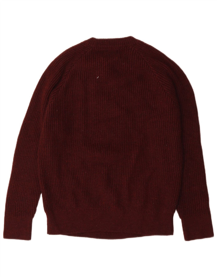 Zara Herre Crew Neck Jumper Sweater Medium Burgundy Uld