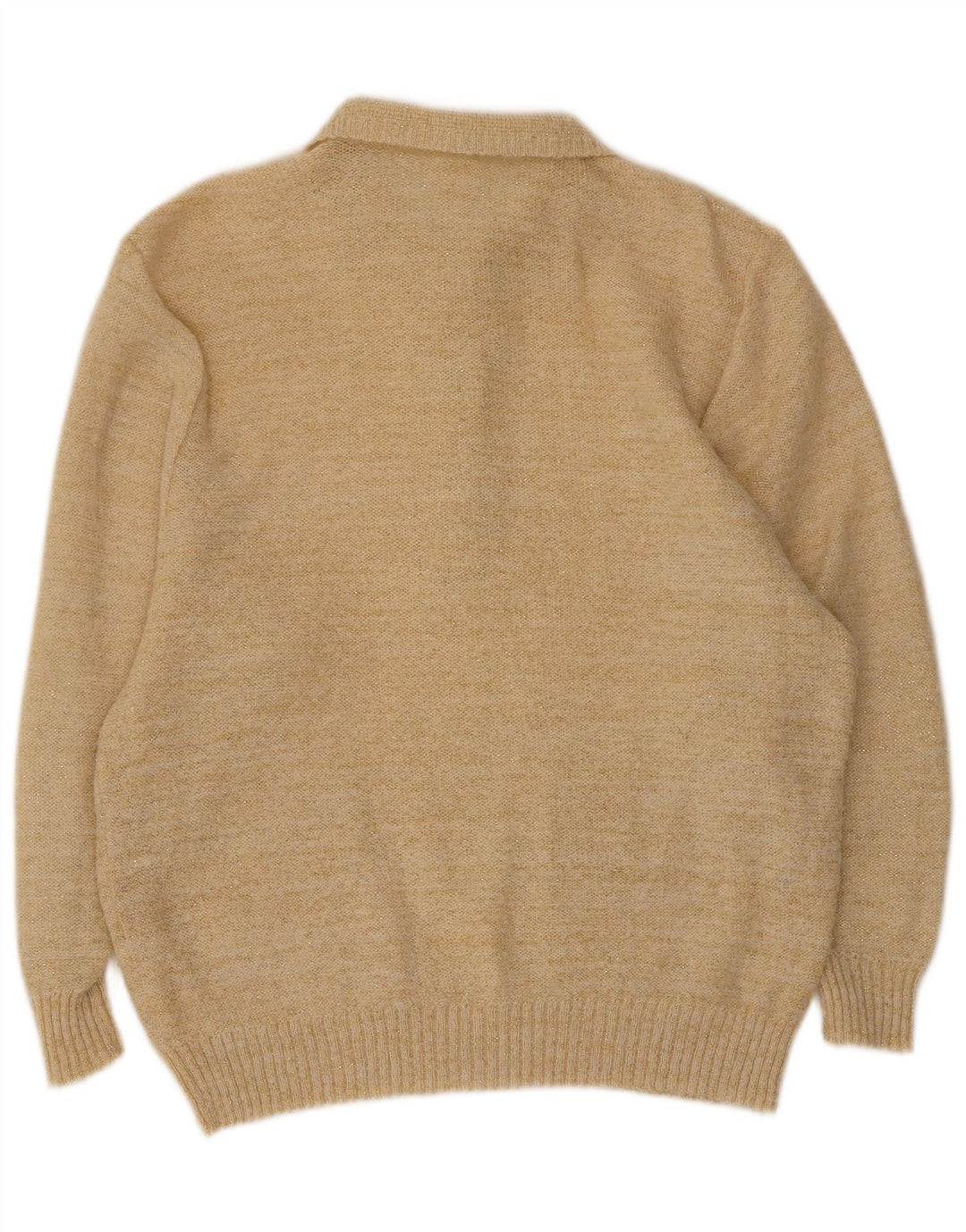 Vintage Dame Oversized Polo Neck Jumper Sweater EU 40 Medium Beige