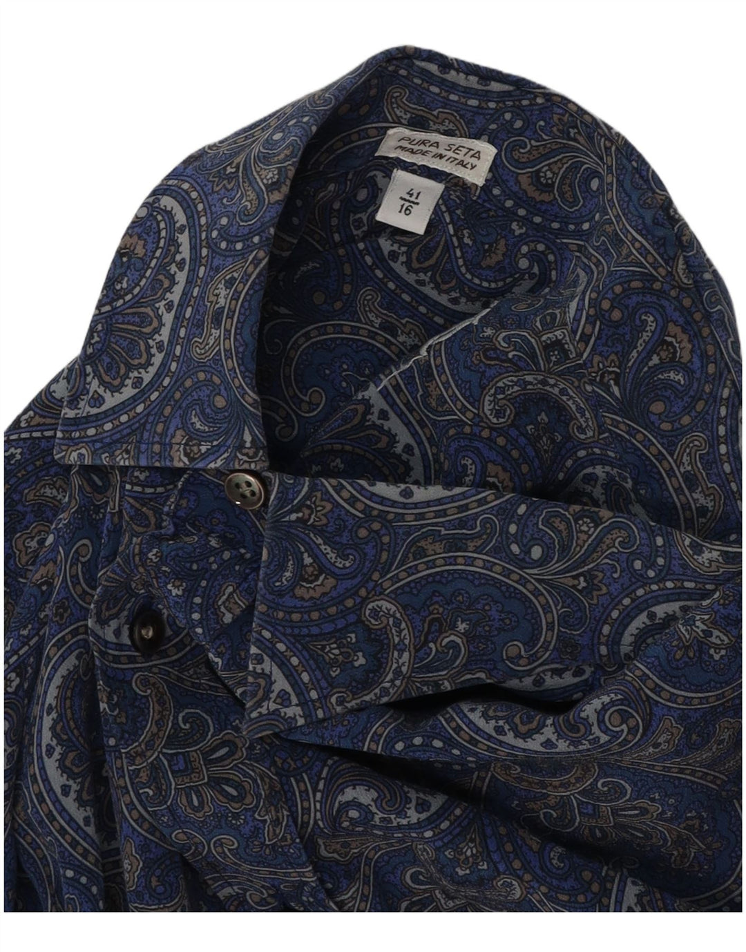 Vintage herreskjorte str. 41 16 Large Blue Paisley Silk