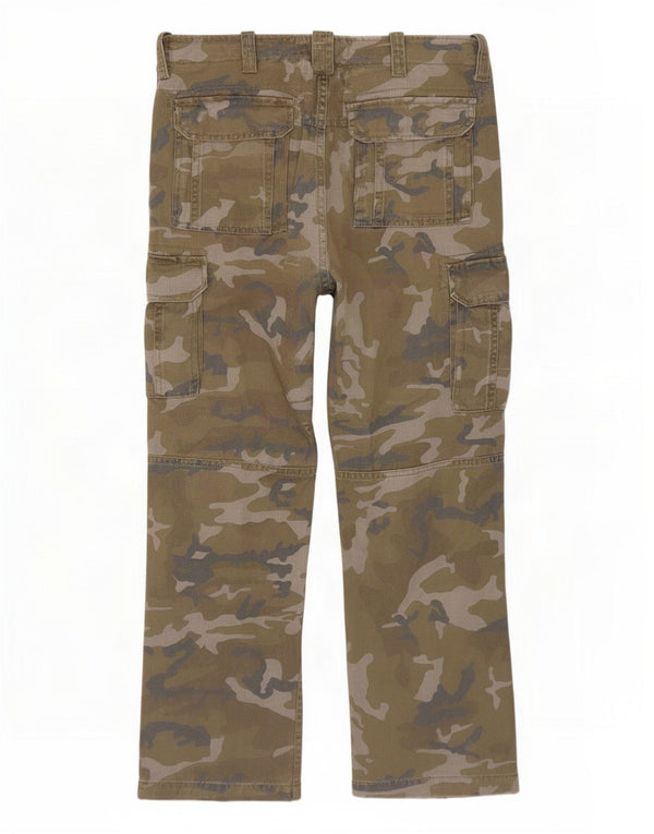 XDYE Mens Straight Cargo Trousers EU 44 Large W34 L32 Green Camouflage