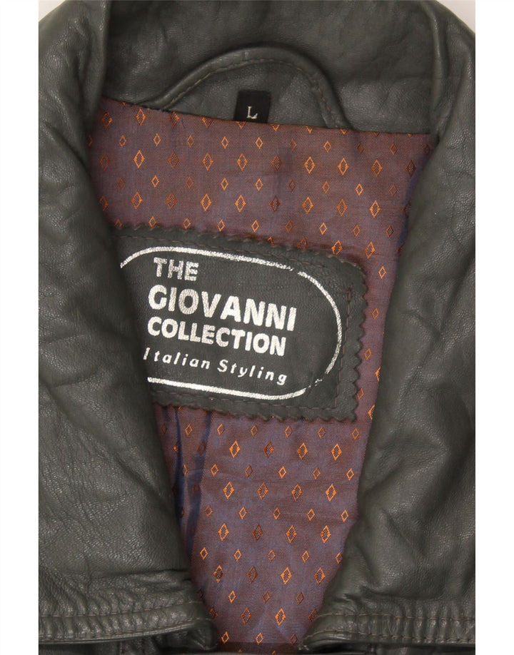 VINTAGE Mens Leather Jacket UK 40 Large Grey Leather Vintage Vintage and Second-Hand Vintage from Messina Hembry 