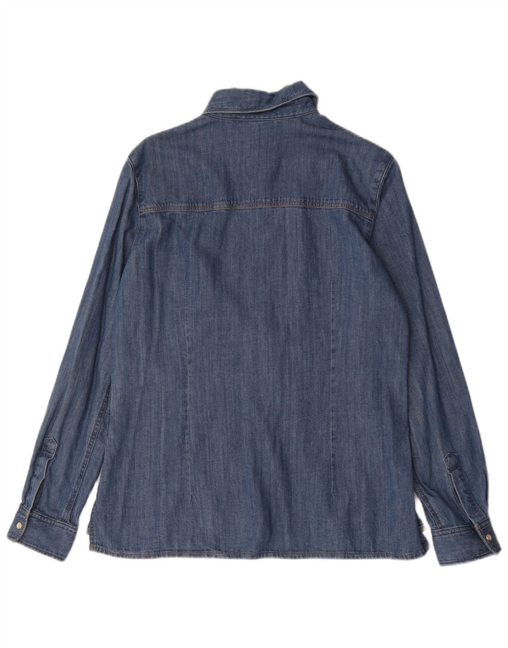Vintage Dame Denim Shirt UK 16 Large Blue
