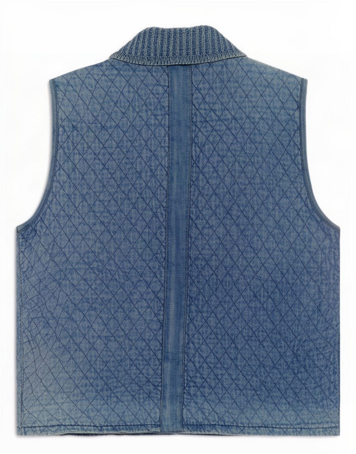 Blue Willi's Dame Quilted Denim Gilet UK 14 Medium Bomuld