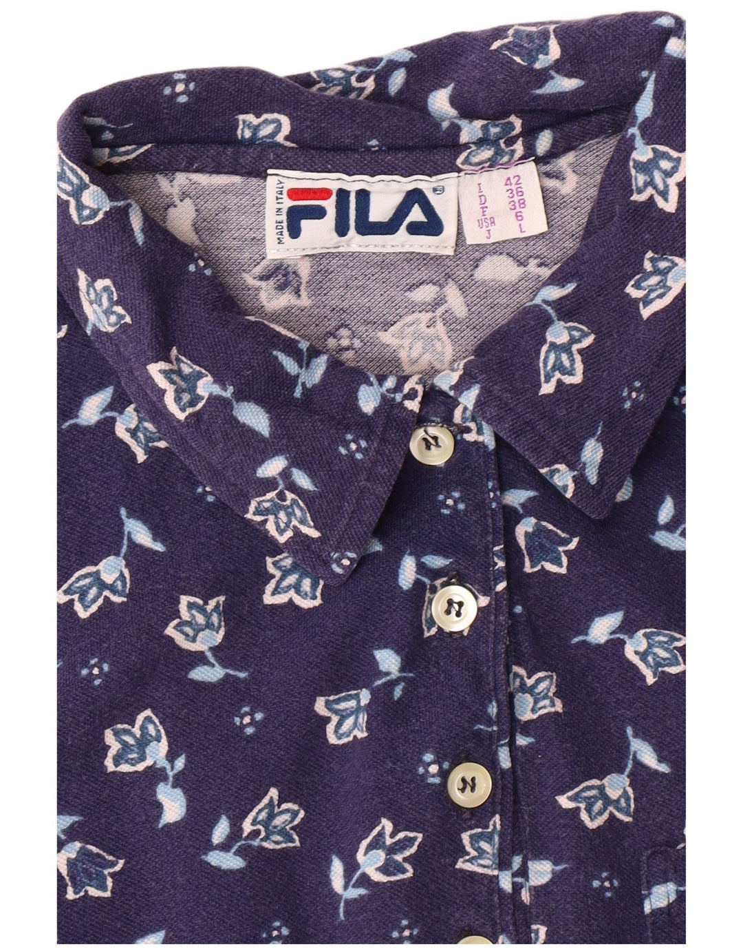 FILA ærmeløs poloshirt til kvinder IT 42 Medium Navy Blue Floral
