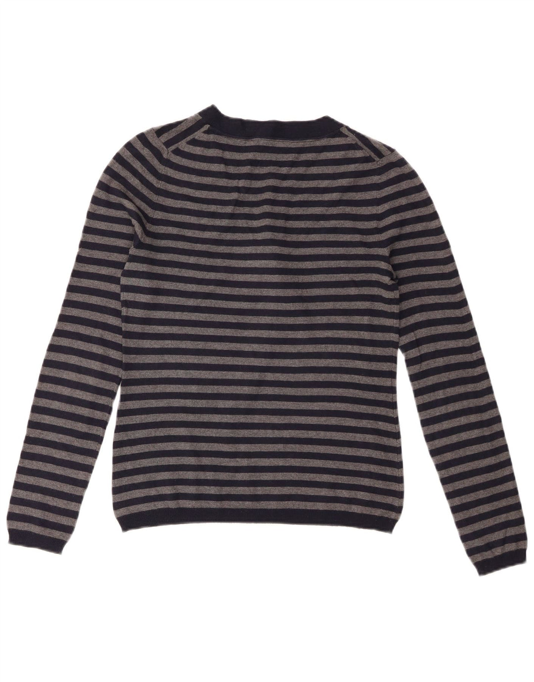 Massimo Dutti Dame V-hals sweater UK 8 Lille marineblå stribet