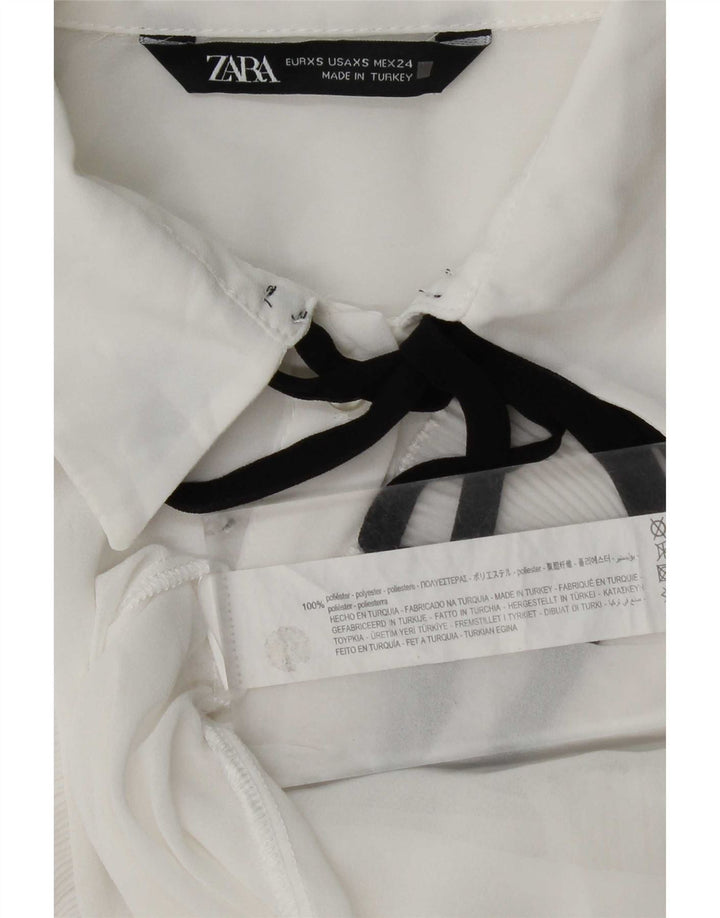 Zara Womens Flæse Front Oversized skjortebluse UK 6 XS Hvid Polyester