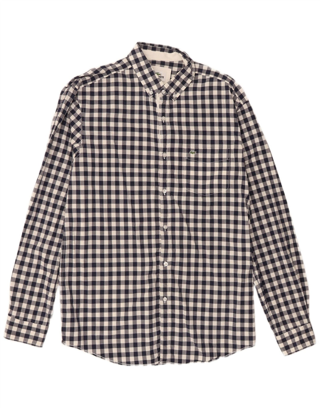 Lacoste Herre Regular Fit skjorte størrelse 40 Medium Navy Blue Gingham Cotton
