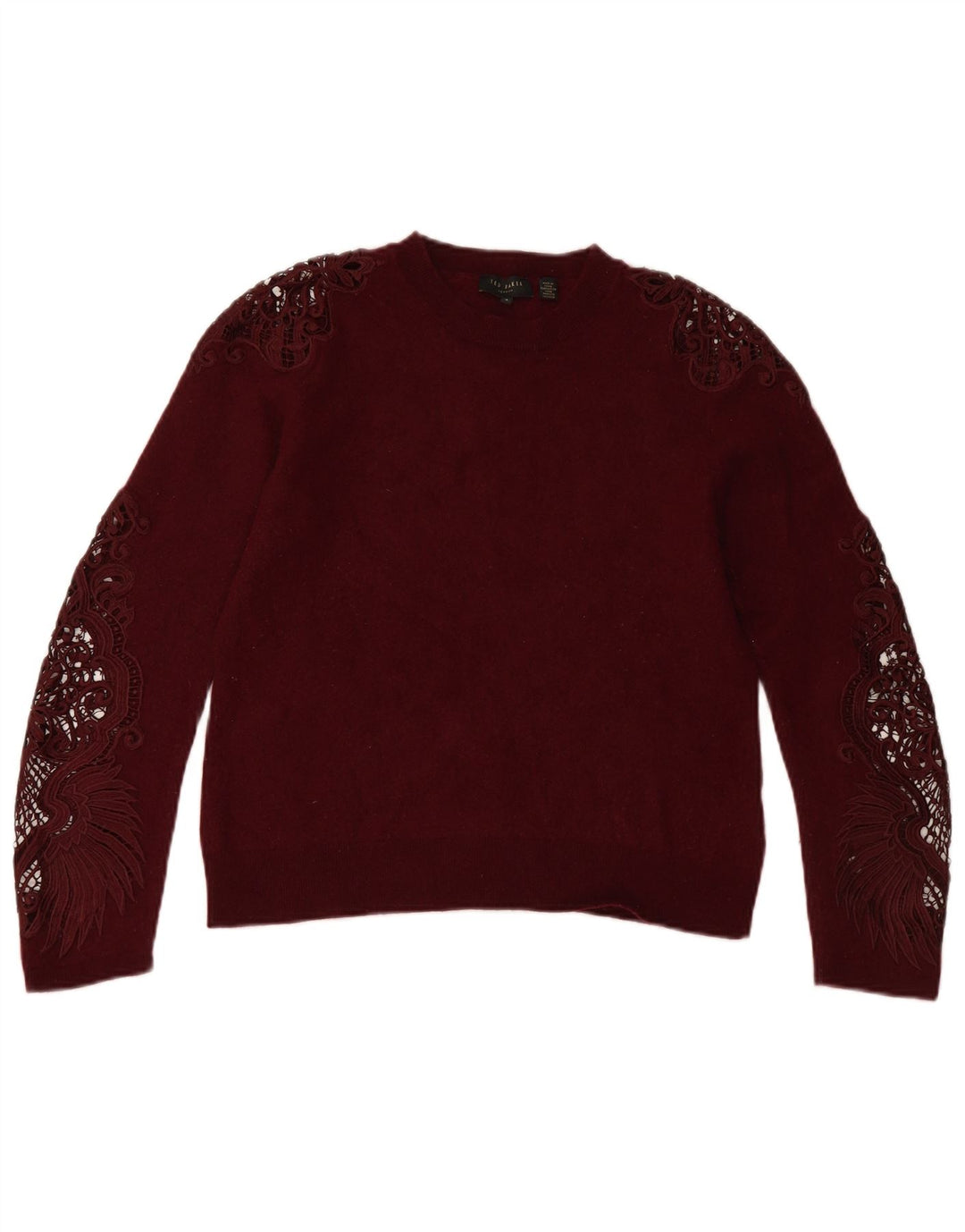 TED BAKER Dame sweater med rund hals str. 4 Large Burgundy