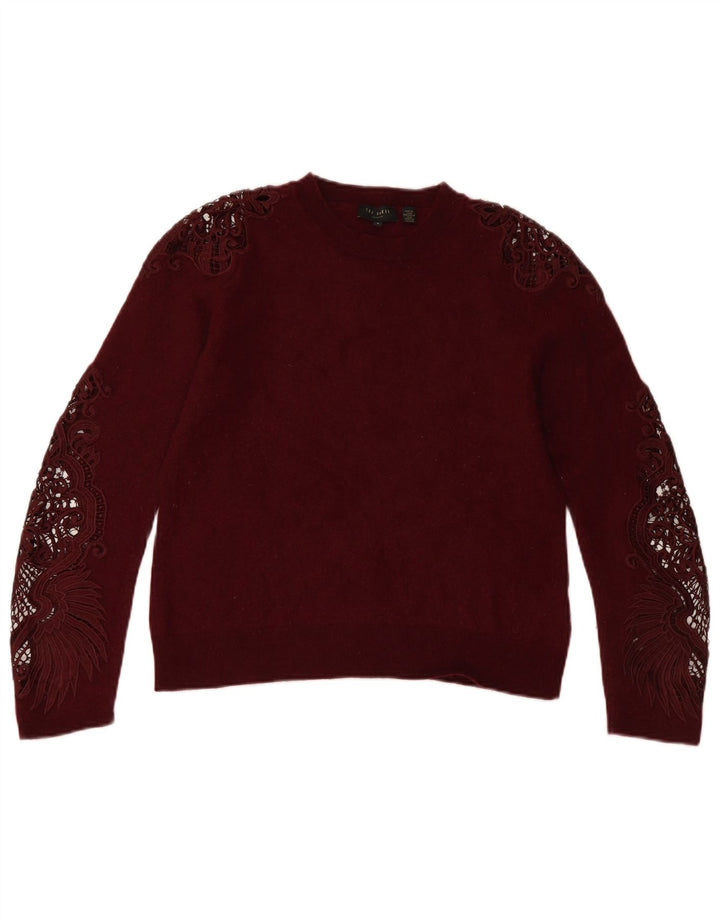 TED BAKER Dame sweater med rund hals str. 4 Large Burgundy