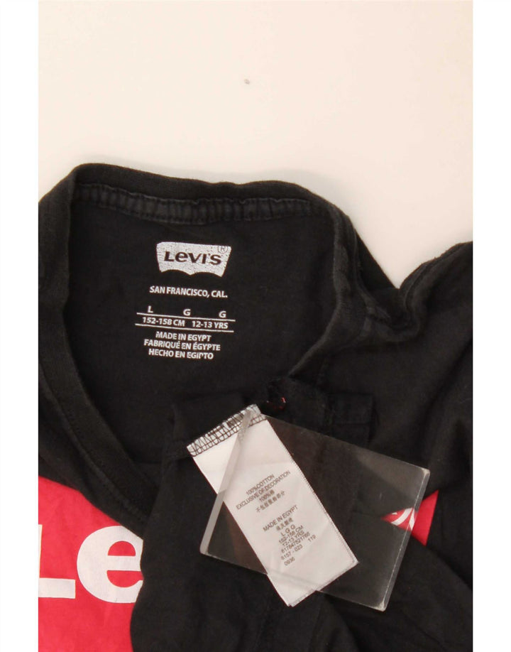 Levi's Boys Grafisk T-Shirt Top 12-13 år Stor Sort Bomuld