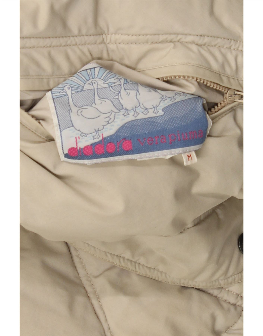 DIADORA Mens Hooded Padded Jacket UK 38 Medium Off White Colourblock Vintage Diadora and Second-Hand Diadora from Messina Hembry 