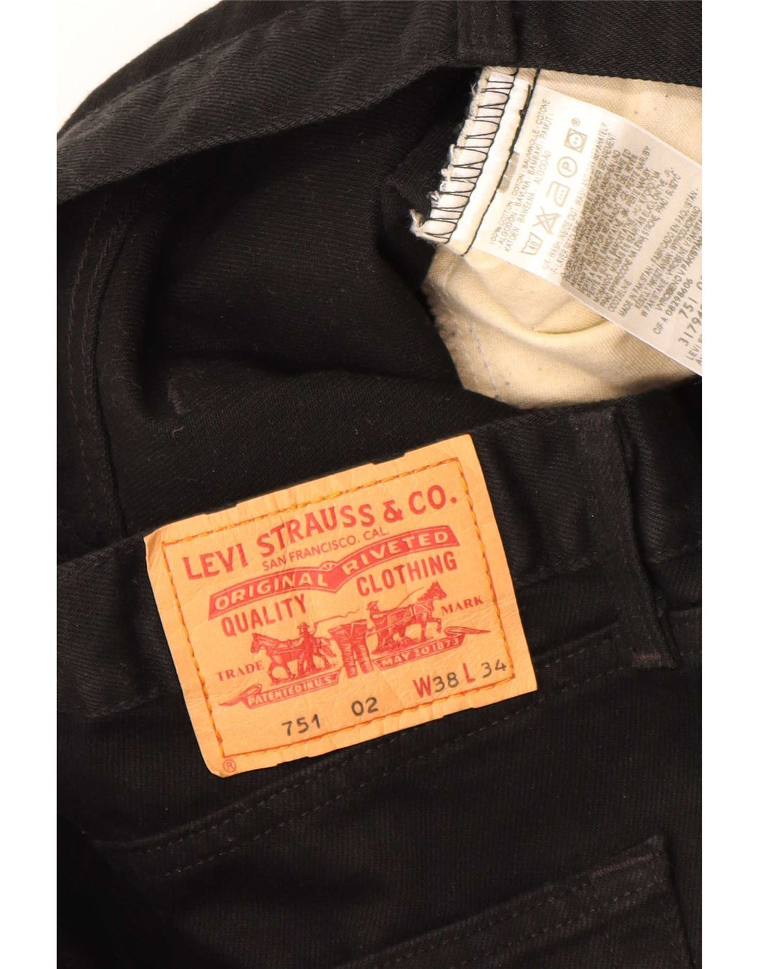 Levi's Herre 751 lige jeans W38 L34 sort bomuld