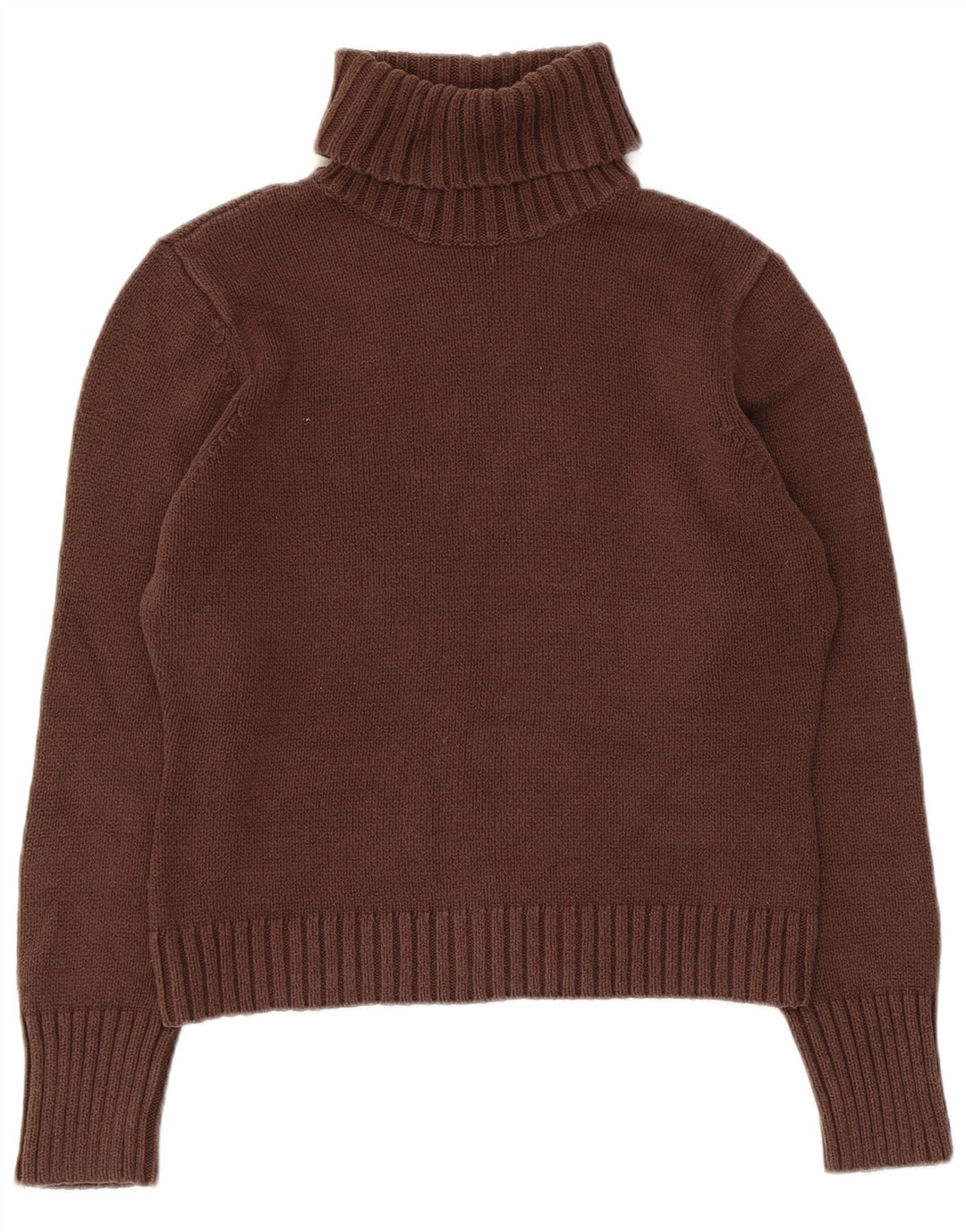 Marks & Spencer Dame Crop Roll Neck Jumper Sweater UK 12 Medium Brown