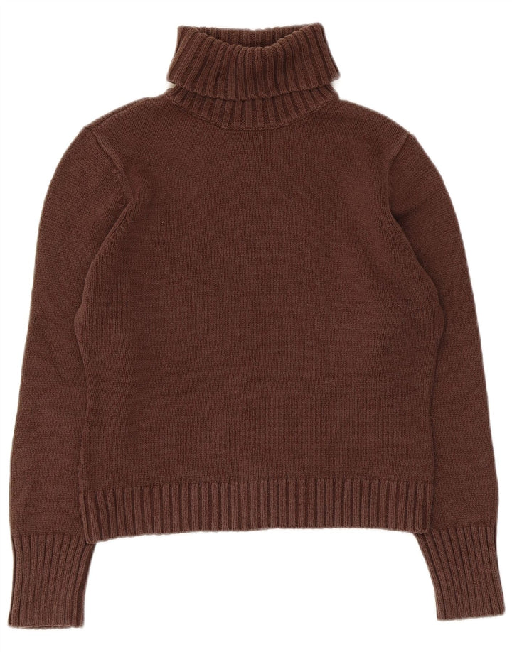 Marks & Spencer Dame Crop Roll Neck Jumper Sweater UK 12 Medium Brown
