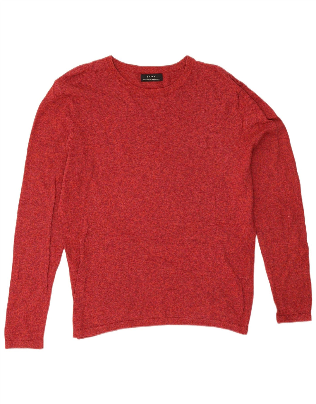 Zara Herre Boat Neck Jumper Sweater Medium Rød Flecked