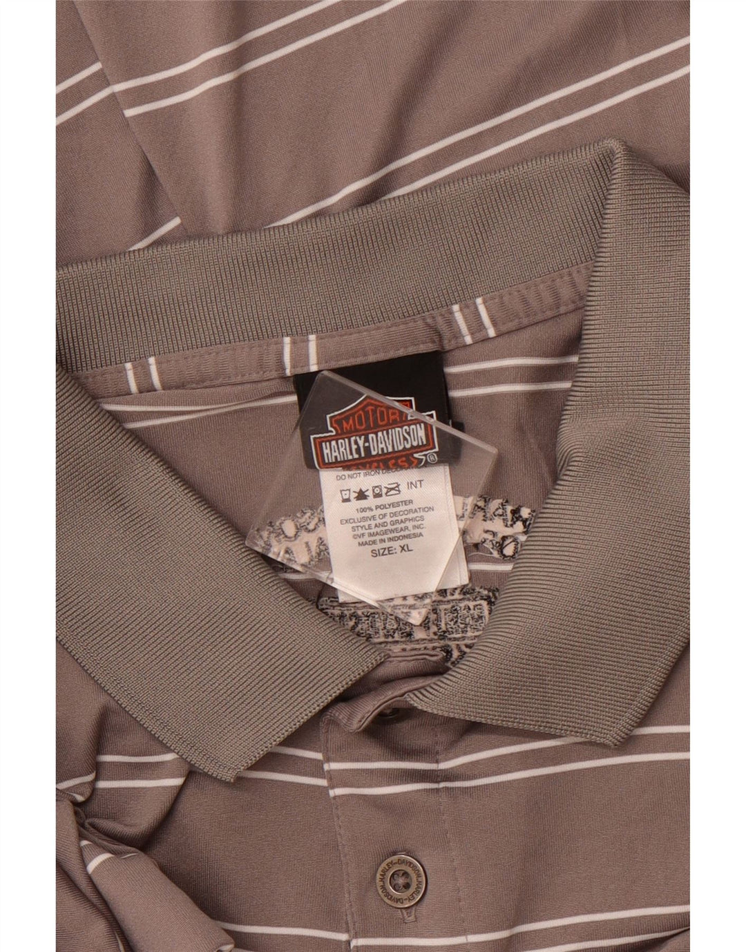 HARLEY DAVIDSON Herre poloshirt XL Gråstribet polyester