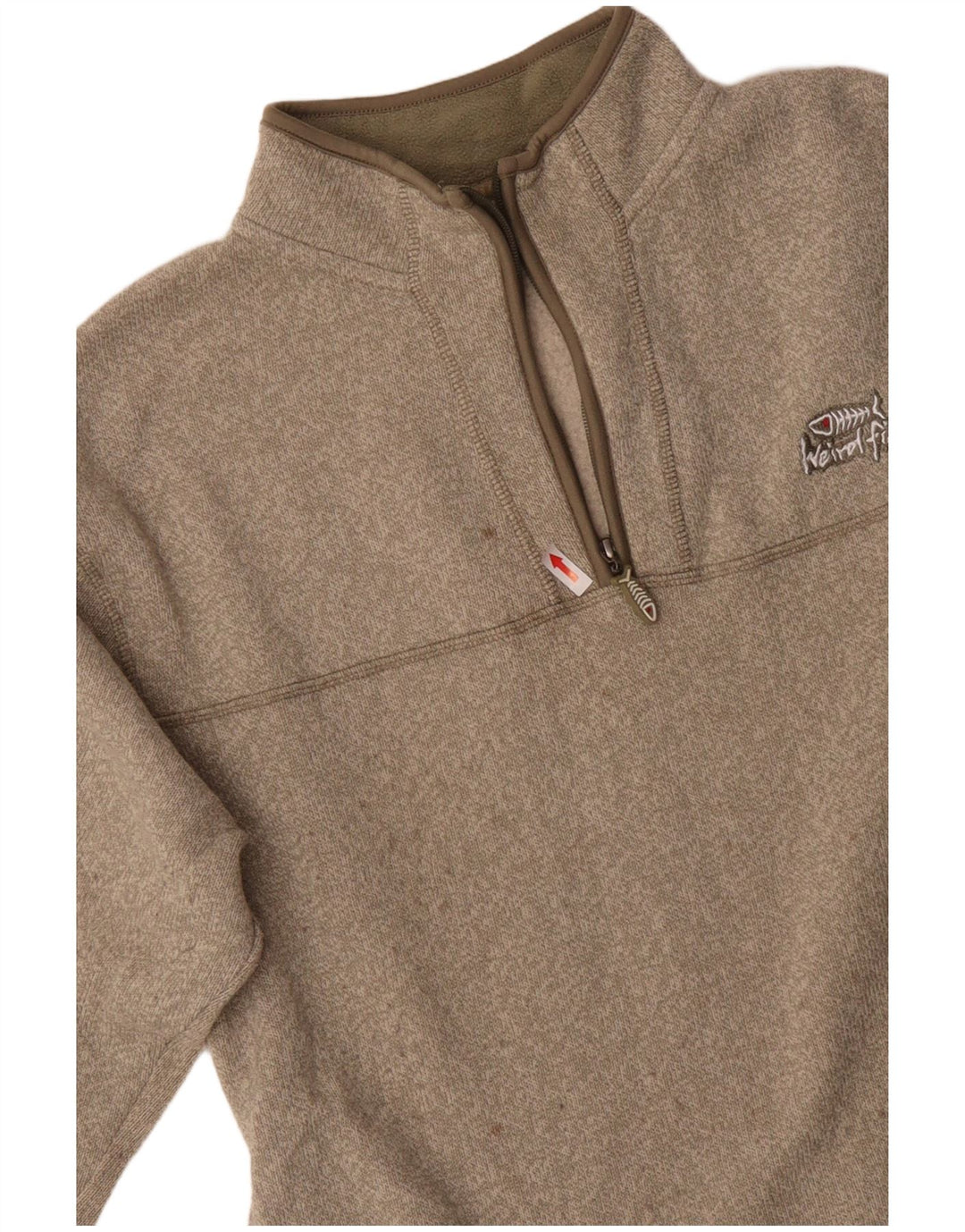 WEIRD FISH Herre Zip Neck Sweatshirt Jumper Medium Beige Polyester