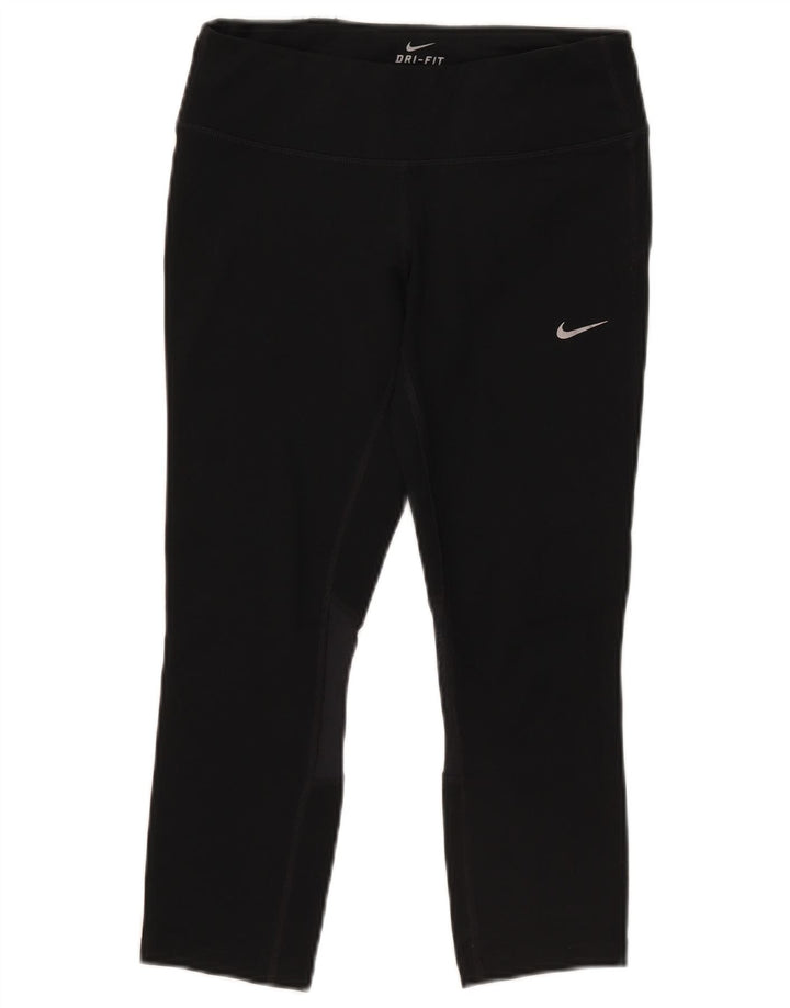 Nike Dame Dri Fit Capri Leggings UK 10 Small Black Polyester