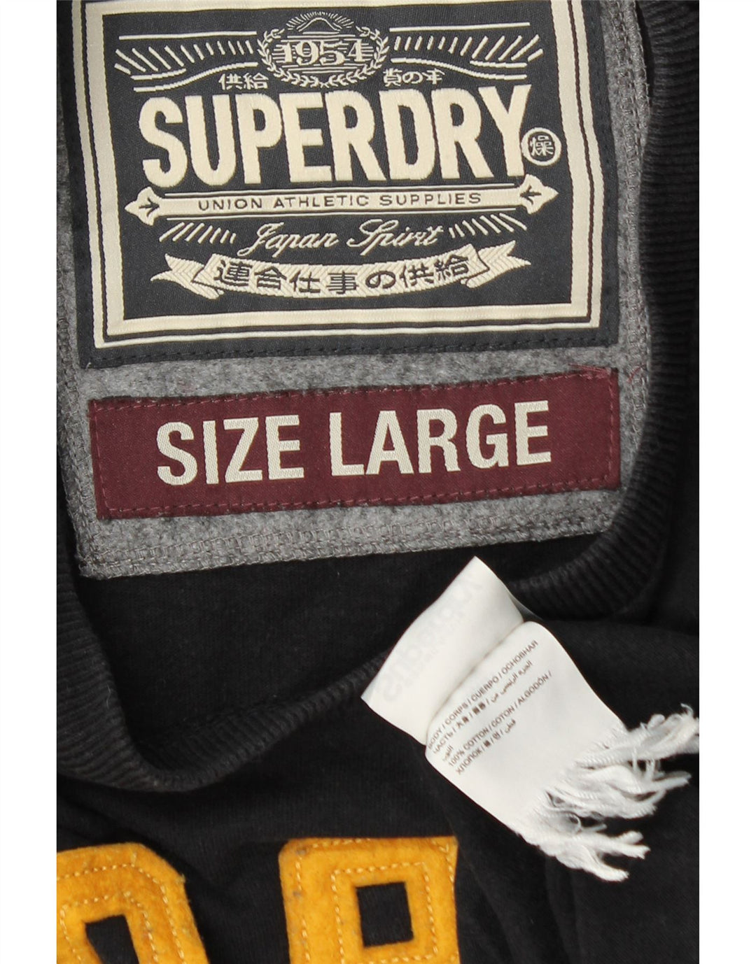 SUPERDRY Herre grafisk top langærmet stor sort bomuld
