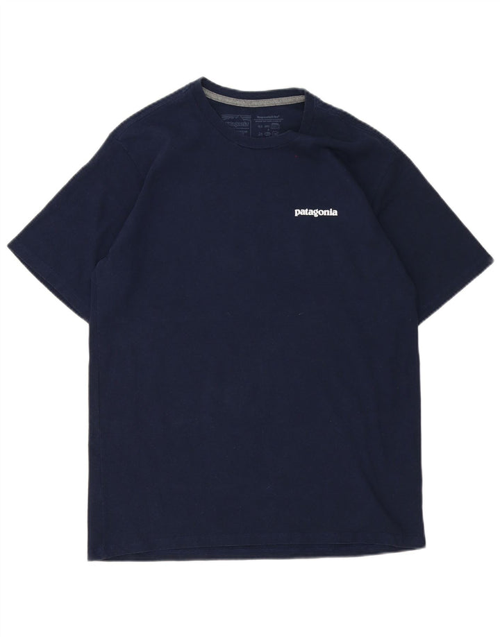Patagonia Herre Regular Fit grafisk T-shirt Top Lille marineblå polyester