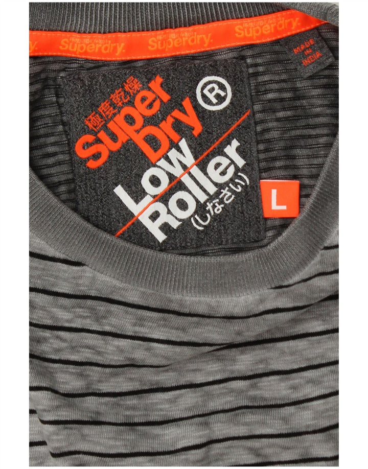 Superdry T-shirt top til mænd, stor grå stribet