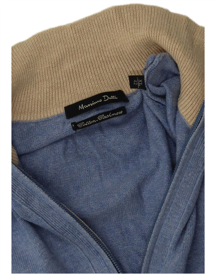 Massimo Dutti Herre Zip Neck Jumper Sweater XL Blå Bomuld
