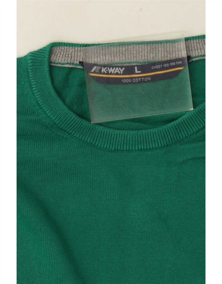 K-Way Herre Crew Neck Jumper Sweater Stor grøn bomuld