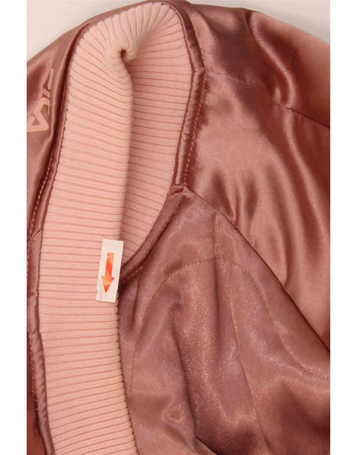 Fila Womens Grafisk Oversized Bomber Jacket UK 10 Small Pink Polyester