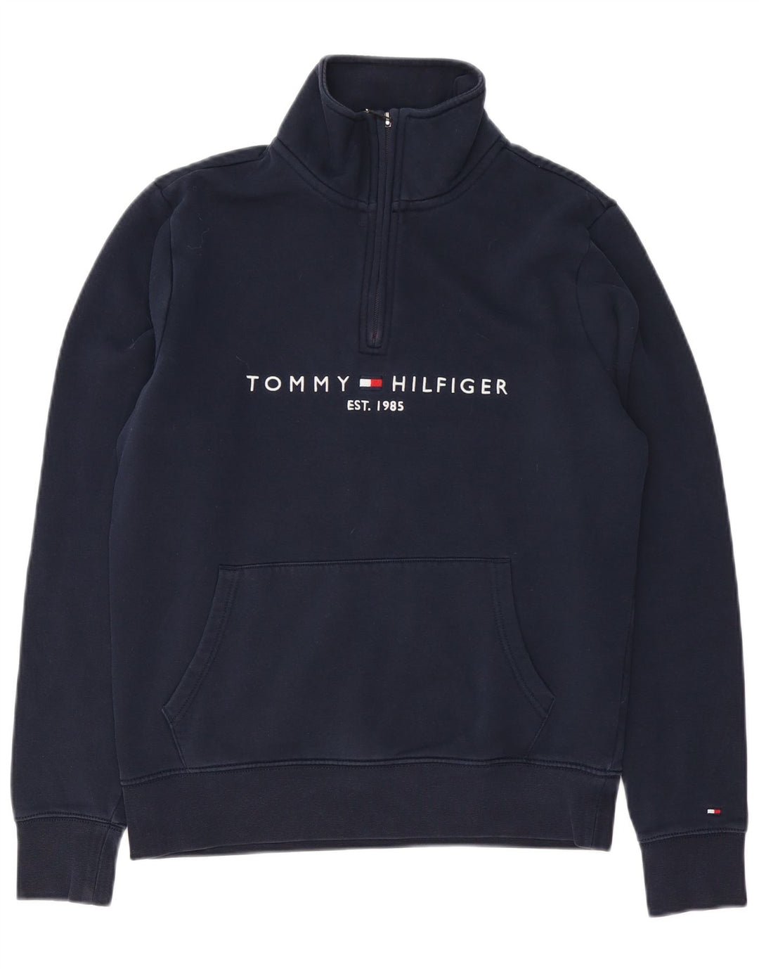 Tommy Hilfiger Herre Grafisk Zip Neck Sweatshirt Jumper Small Navy Blue