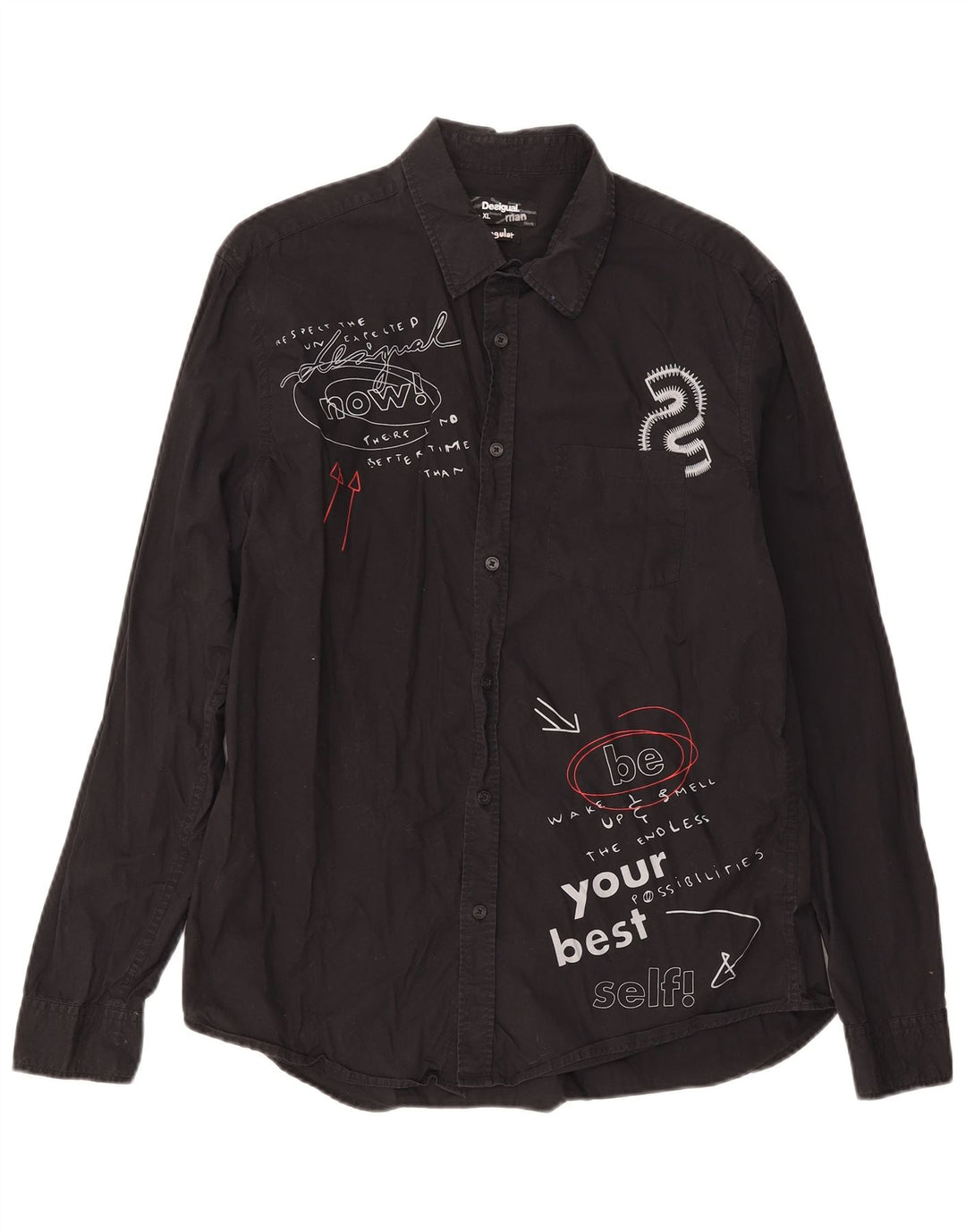 Desigual Herre grafisk Regular Fit skjorte XL sort bomuld