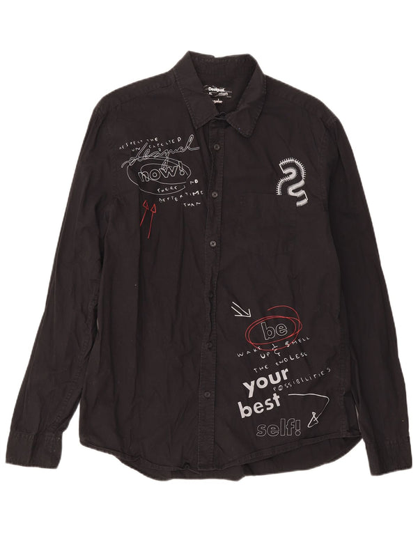 Desigual Herre grafisk Regular Fit skjorte XL sort bomuld