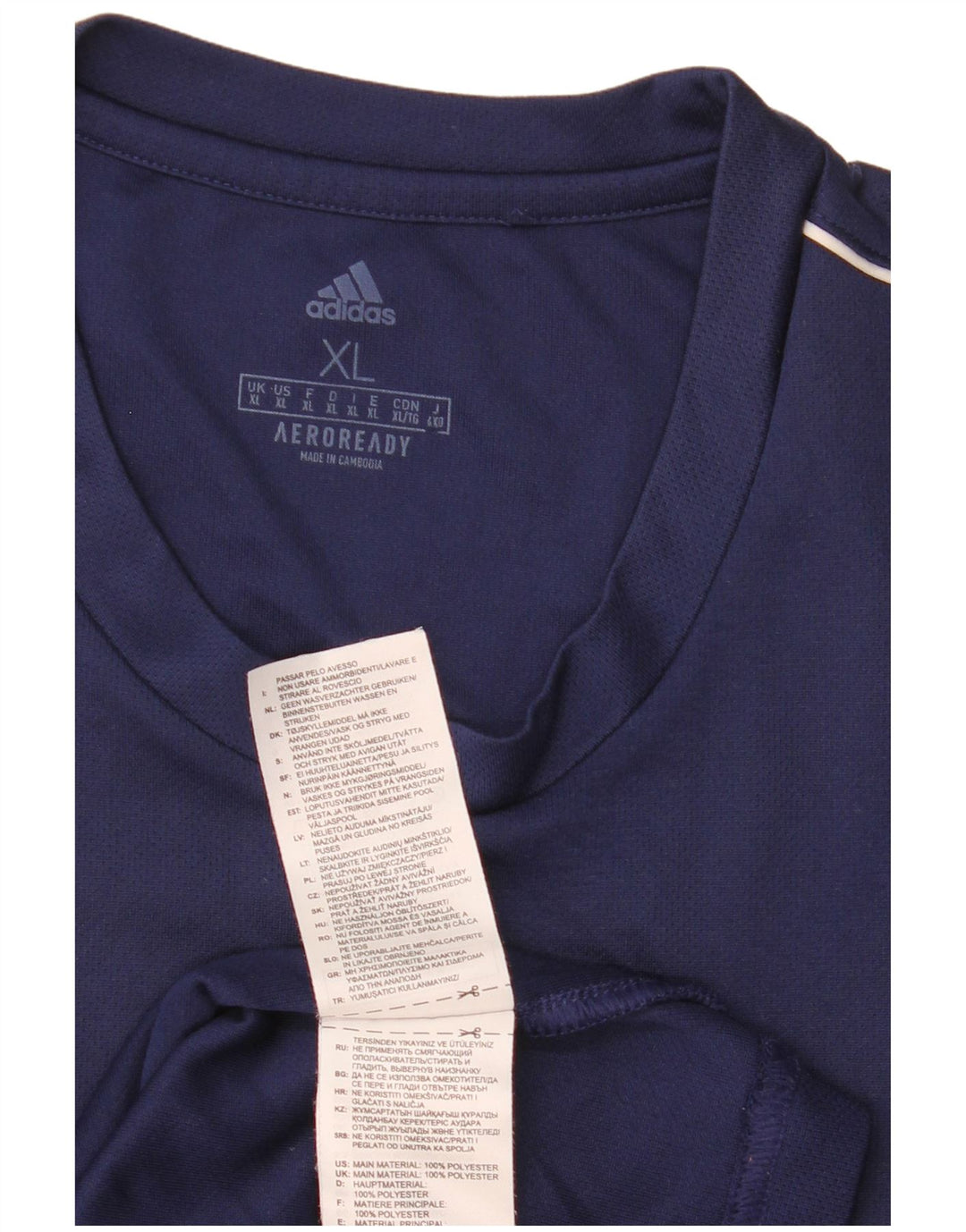Adidas Herre Aeroready T-Shirt Top XL Navy Blue Polyester