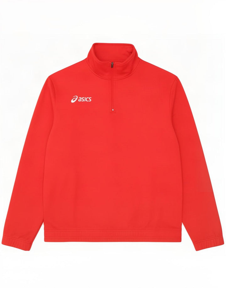 Asics Boys Zip Neck Sweatshirt Jumper 13-14 År Rød Polyester