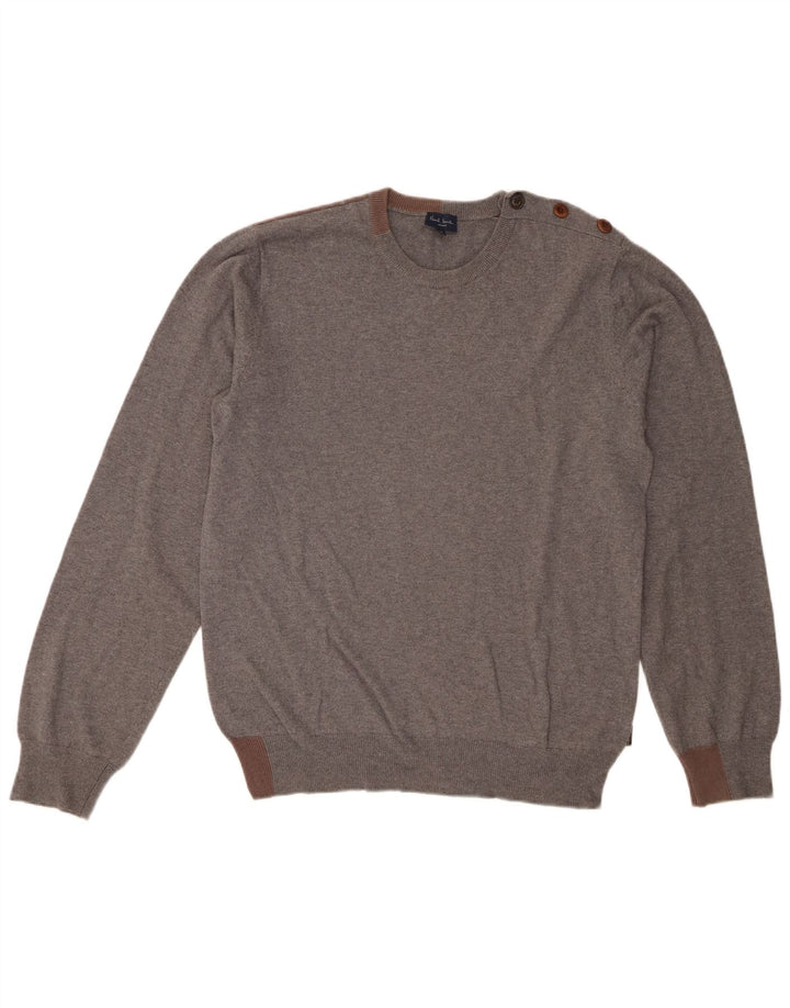 Paul Smith Herre rund hals sweater mellemgrå Colourblock bomuld