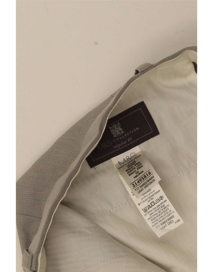 Marks & Spencer Herre Regular Fit Suit Bukser W34 L33 Grå polyester