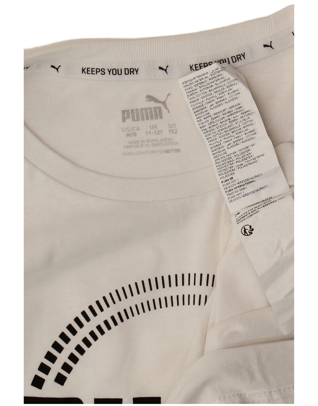 Puma drenge grafisk t-shirt top 11-12 år medium hvid bomuld