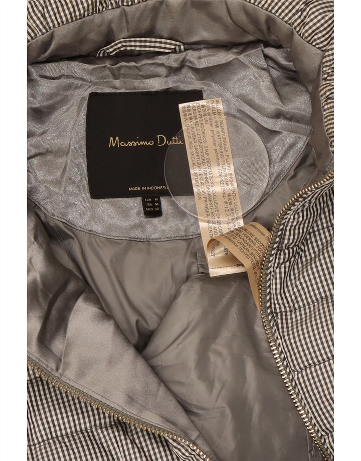 Massimo Dutti Dame Polstret Jakke UK 14 Medium Grey Gingham Polyester