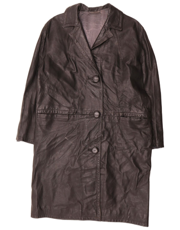 Vintage læderfrakke til kvinder UK 14 Large Black