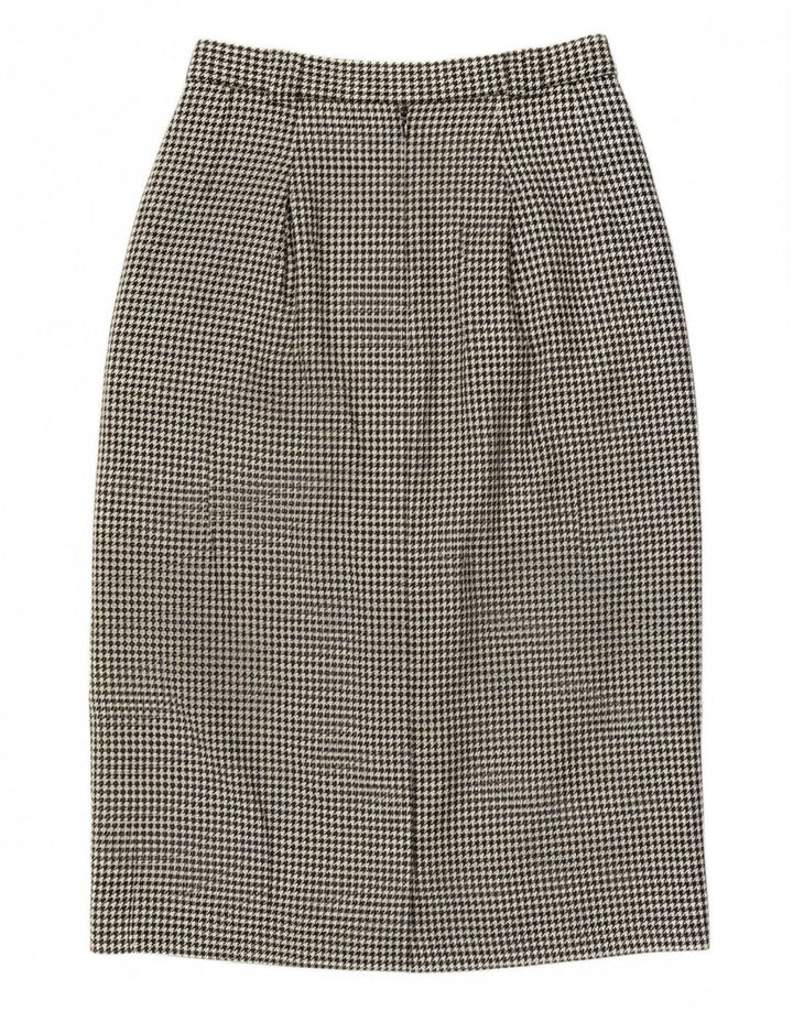 BRENDELLA Womens Pencil Skirt W24 XS Black Houndstooth Wool