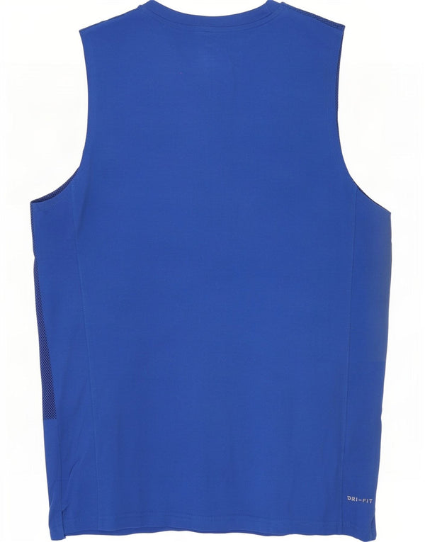 Nike Herre Dri Fit Vest Top 2XL Blå plettet bomuld