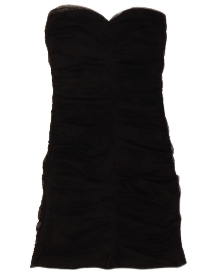 ZARA Dame Stropløs Bodycon Kjole UK 8 Lille Sort