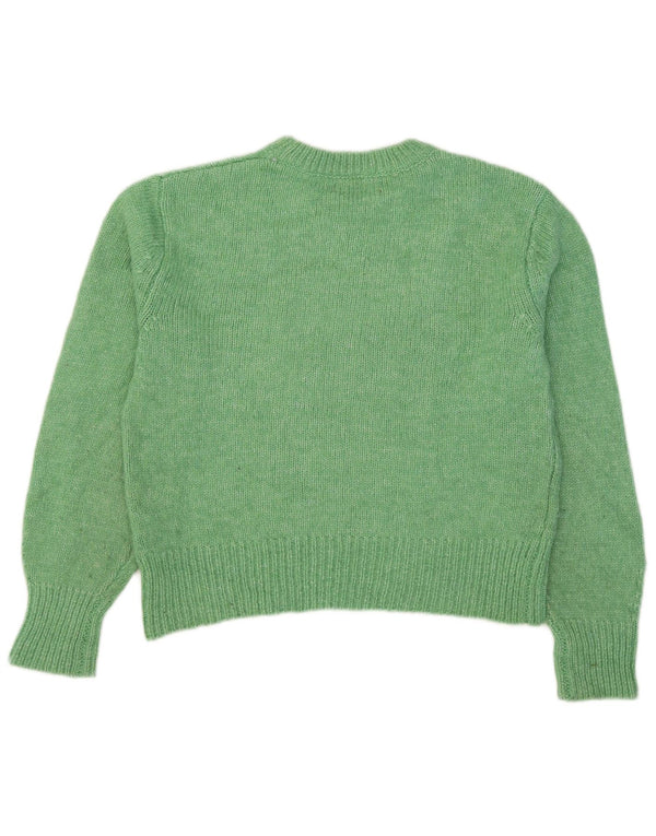 Marks & Spencer Dame Crop Crew Neck Jumper Sweater UK 10 Small Green