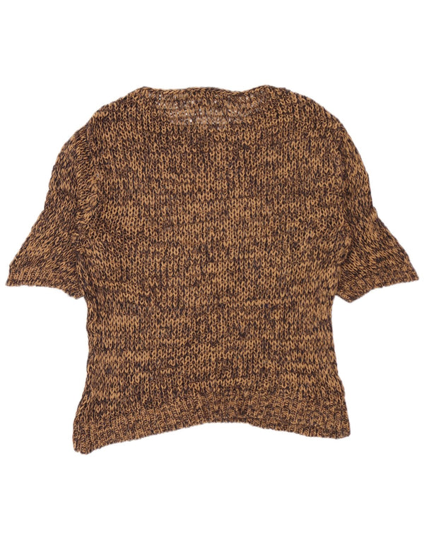 MASSIMO DUTTI Dame Boat Neck Jumper Sweater UK 10 Small Brown Flecked