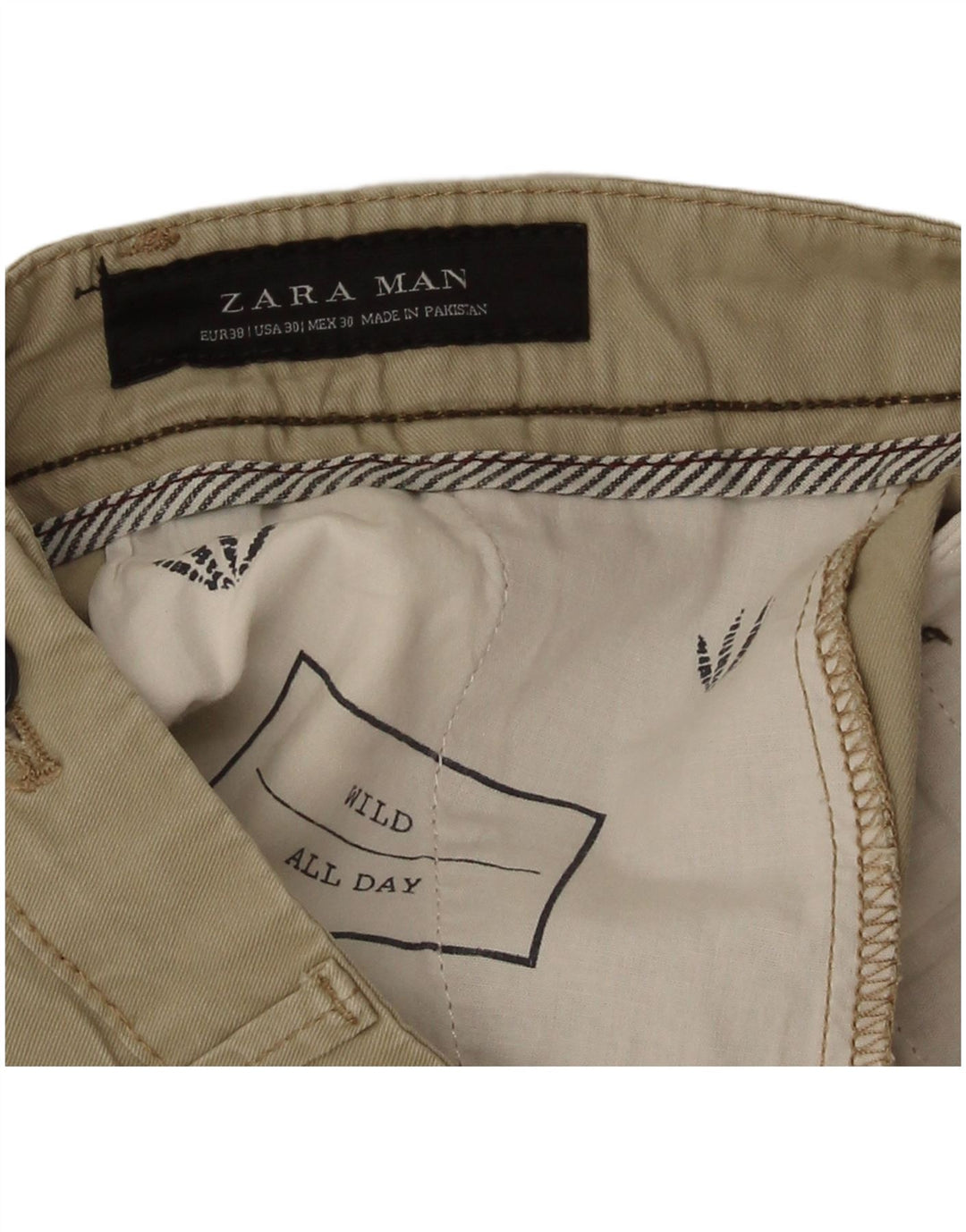 Zara Herre Chino Shorts EU 38 Small W30 Beige