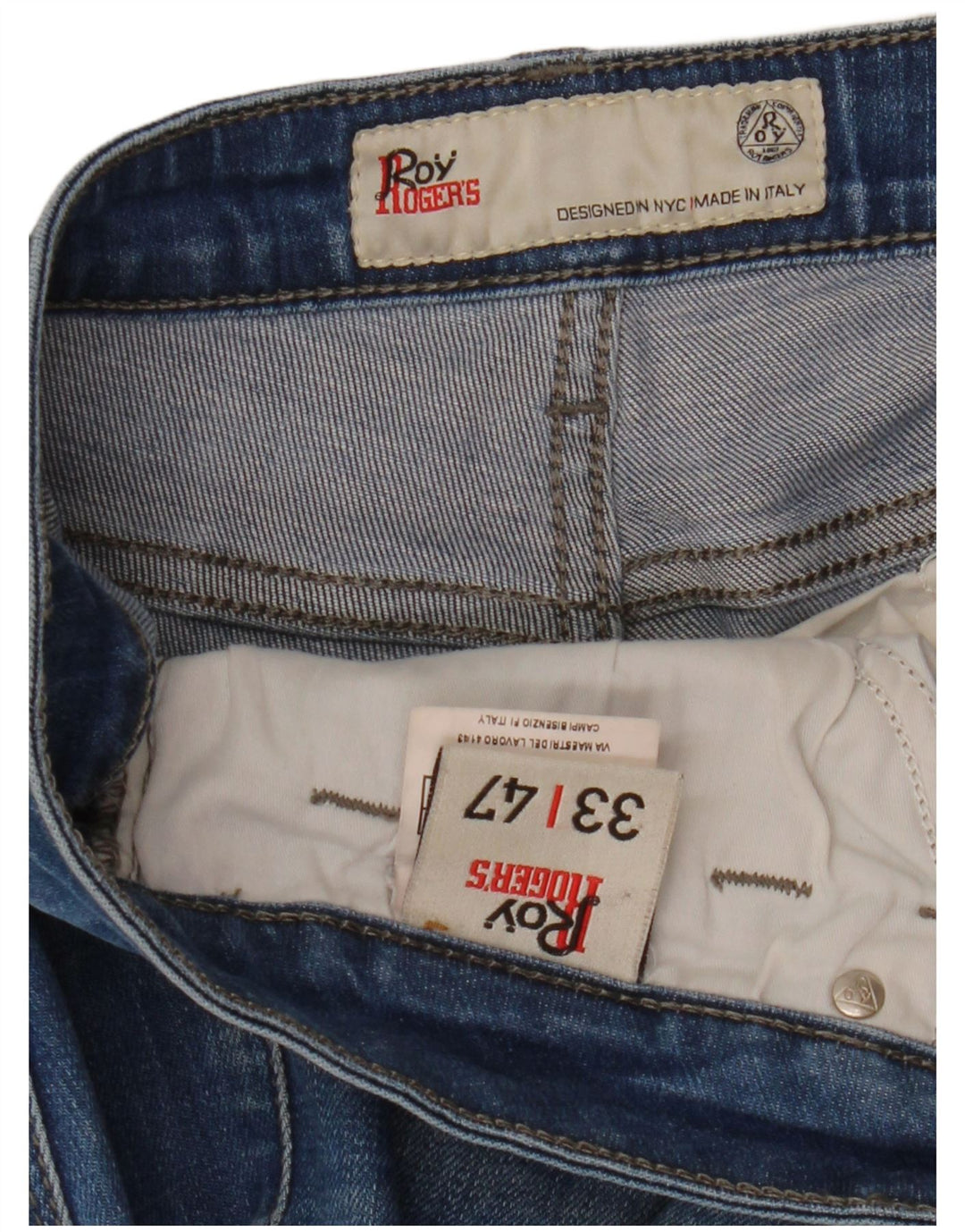 Roy Rogers Dame Slim Jeans IT 47 Large W33 L32 Blå Bomuld