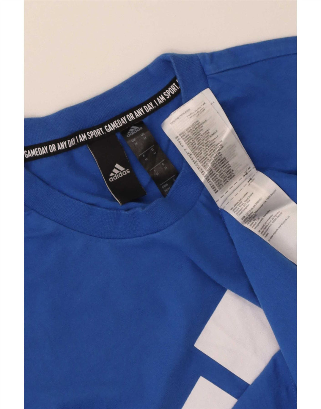 Adidas Grafisk T-shirt top mellemblå bomuld til mænd