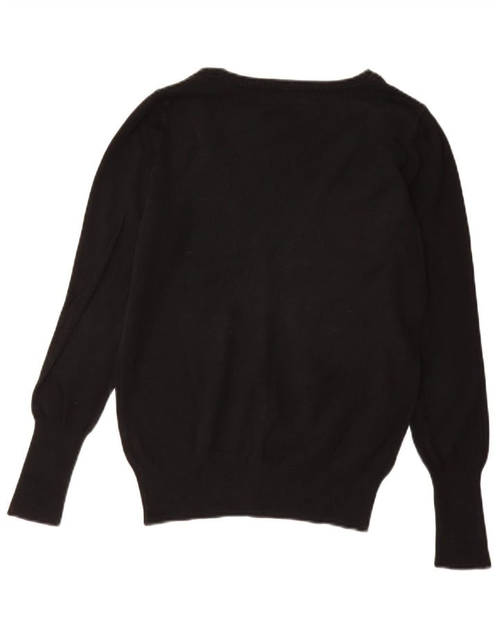 Zara Dame Cardigan Sweater UK 12 Medium Sort Bomuld