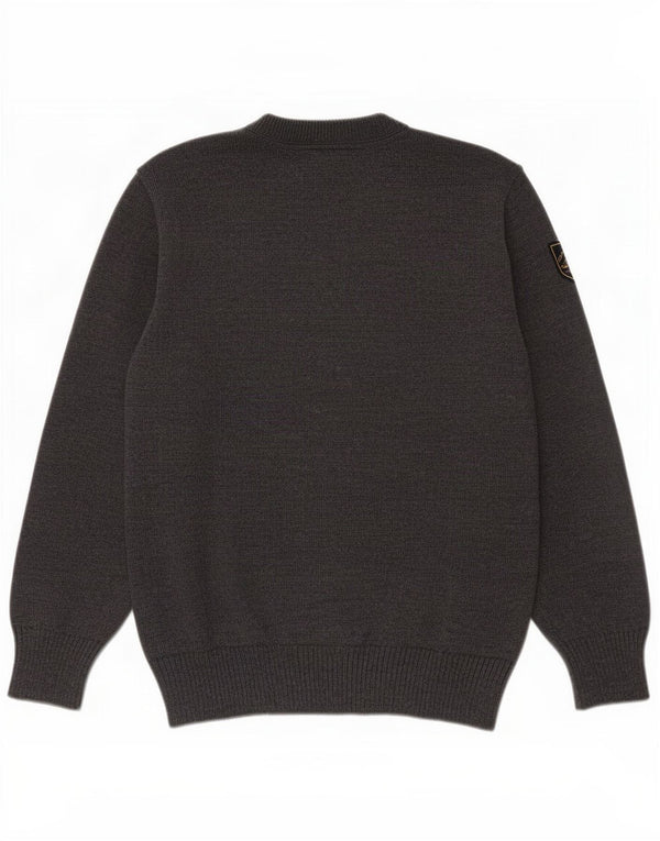 Amerigo Vespucci Herre Button Neck Jumper Sweater Medium Grey Uld