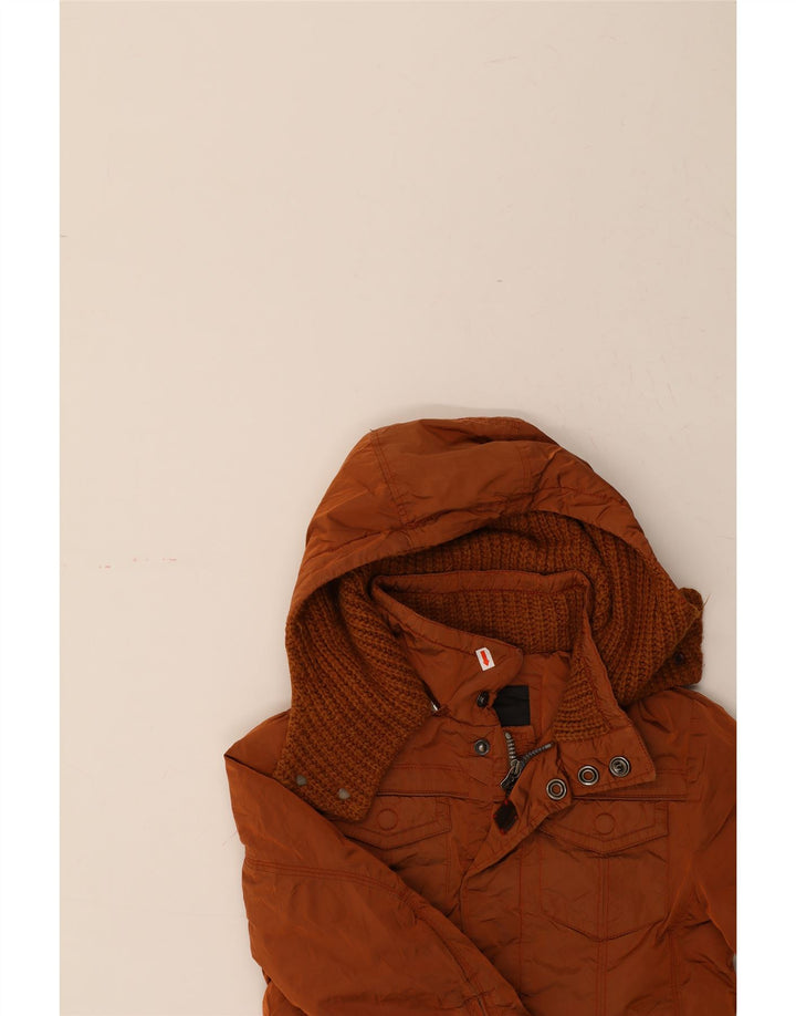 PEUTEREY Boys Hooded Padded Jacket 5-6 Years Small Brown Polyamide Vintage PEUTEREY and Second-Hand PEUTEREY from Messina Hembry 