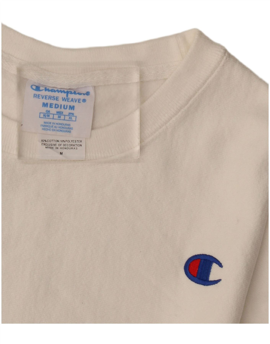 Champion Dame Sweatshirt Jumper UK 14 Medium Hvid Bomuld